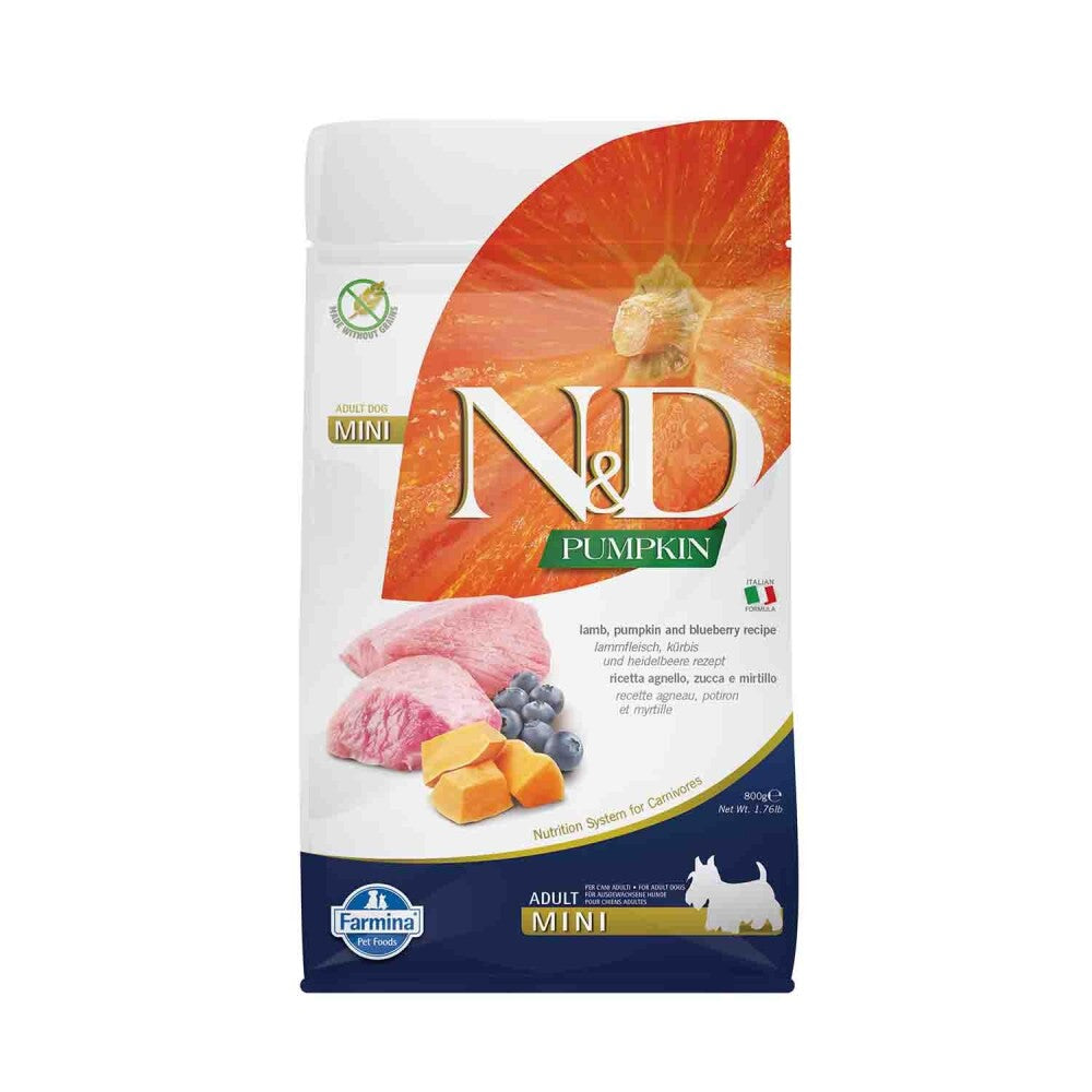 N&d Pumpkin Tahılsız Kuzu Etli Yaban Mersinli Küçük Irk Yetişkin Köpek Maması 800 GR  | SRC: Barcode: 8010276033208
