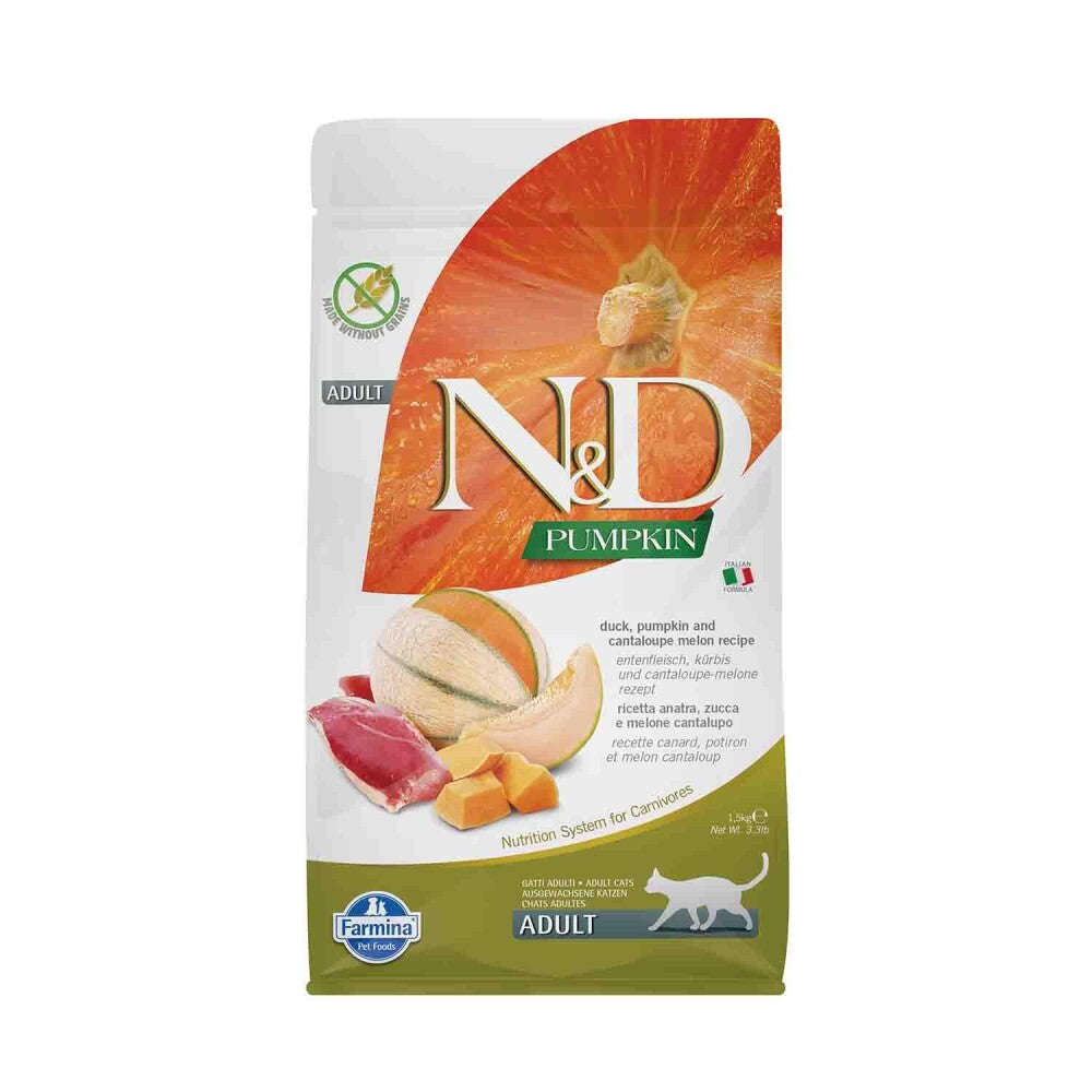 N&d Pumpkin Tahılsız Ördek Etli Bal Kabaklı Ve Kavunlu Yetişkin Kedi Maması 1.5 KG  | SRC: Barcode: 8010276035400