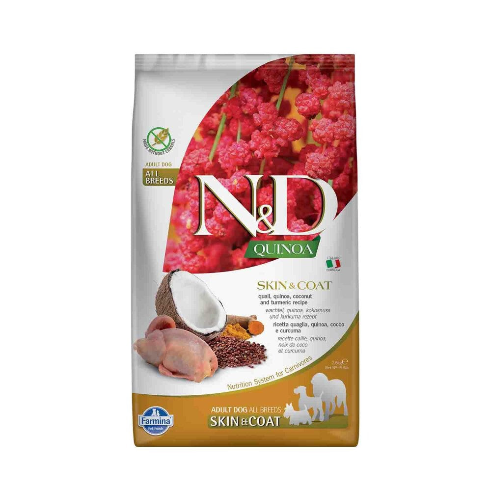 N&d Quinoa Skin & Coat Bıldırcın Etli Kinoalı Hindistan Cevizli Yetişkin Köpek Maması 2.5 KG  | SRC: Barcode: 8010276035622