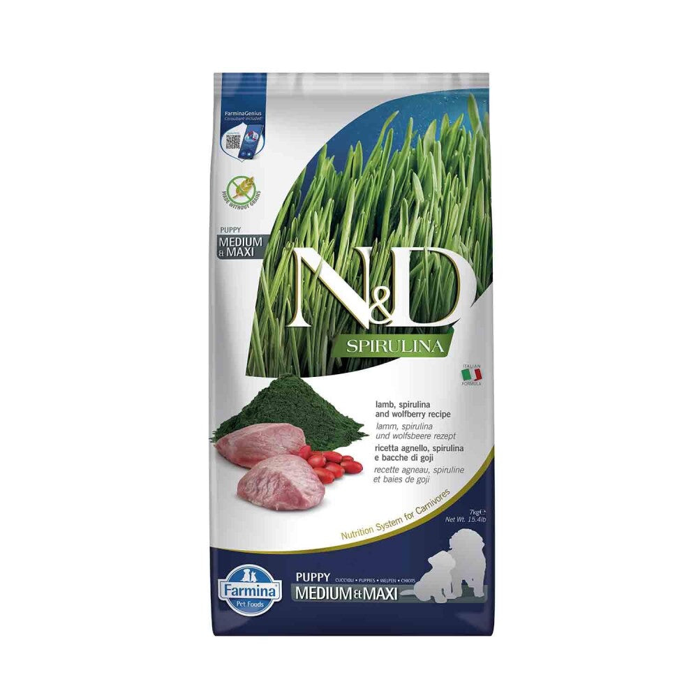 N&d Spirulina Takviyeli Tahılsız Kuzu Etli Orta Ve Büyük Irk Yavru Köpek Maması 7 KG  | SRC: Barcode: 8010276041050