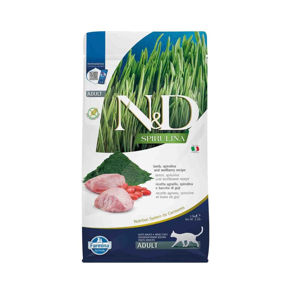 N&d Spirulina Tavkiyeli Kuzulu Yetişkin Kedi Maması 1.5 KG  | SRC: Barcode: 8010276041142