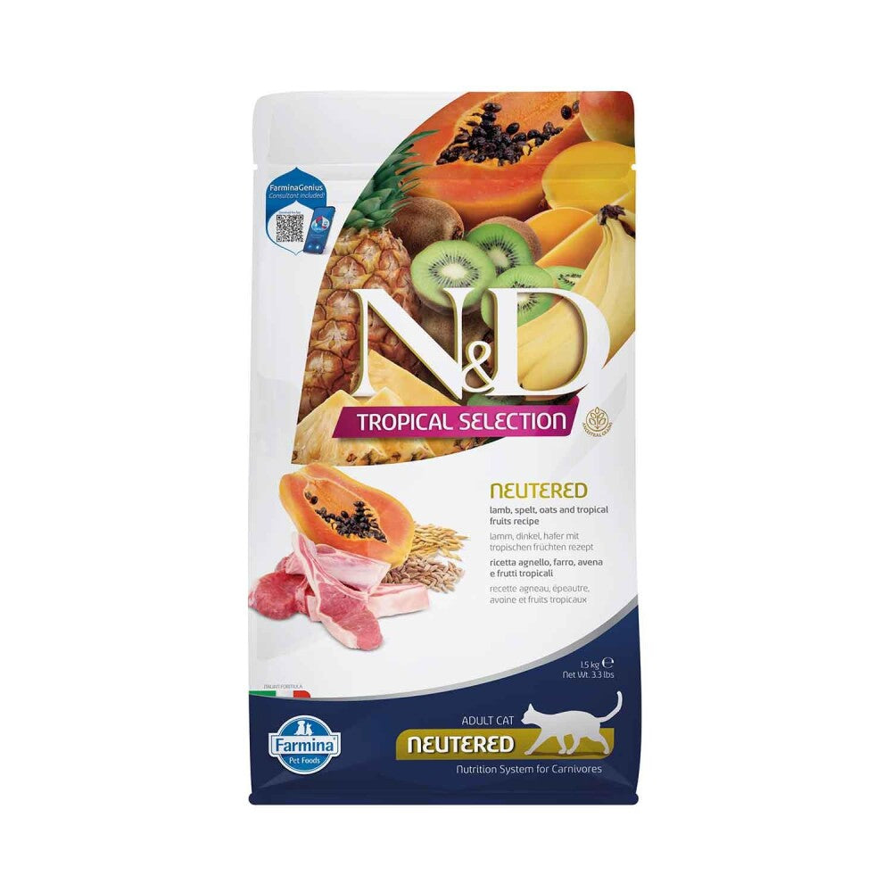 N&d Tropical Selection Düşük Tahıllı Kuzu Etli Ve Tropikal Meyveli Kısırlaştırılmış Kedi Maması 1.5 KG  | SRC: Barcode: 8010276042125