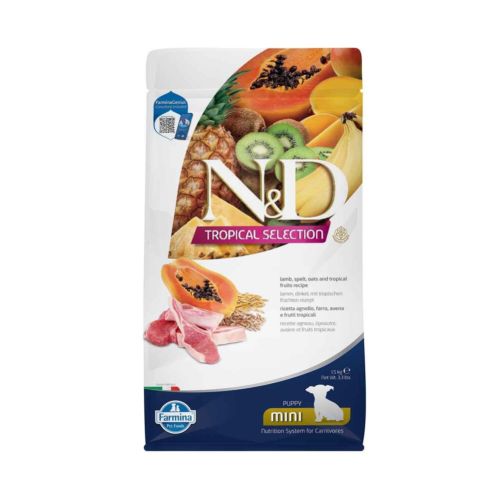 N&d Tropical Selection Düşük Tahıllı Kuzu Etli Ve Tropikal Meyveli Küçük Irk Yavru Köpek Maması 1.5 KG  | SRC: Barcode: 8010276042392