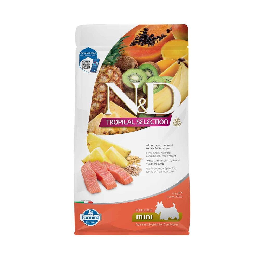 N&d Tropical Selection Düşük Tahıllı Somonlu Ve Tropikal Meyveli Küçük Irk Yetişkin Köpek Maması 1.5 KG  | SRC: Barcode: 8010276042354