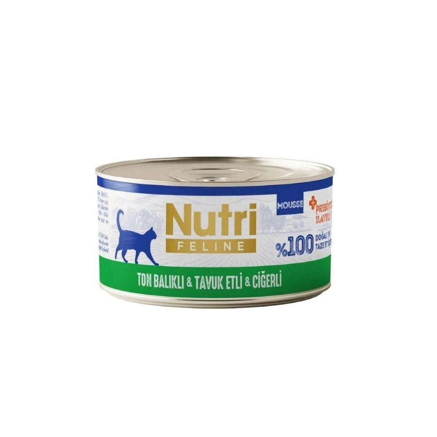 Nutri Feline Mousse Ton Balıklı Tavuk Etli Ve Ciğerli Tahılsız Yetişkin Kedi Konservesi 70 GR  | SRC: Barcode: 8699310420824