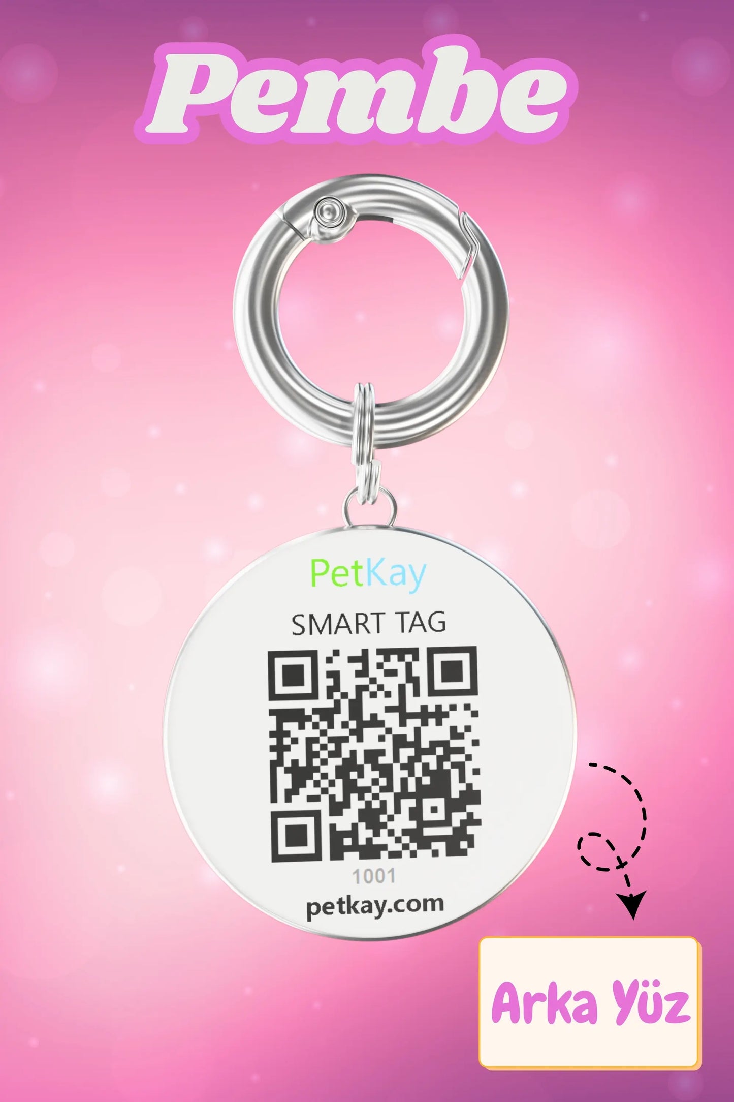 Petkay Kediler İçin Akıllı Künye, NFC Dijital İsimlik ve Tasma Künyesi QR Kod Künye Paslanmaz Çelik Pembe Pembe  | SRC: Barcode: 869120826064.0