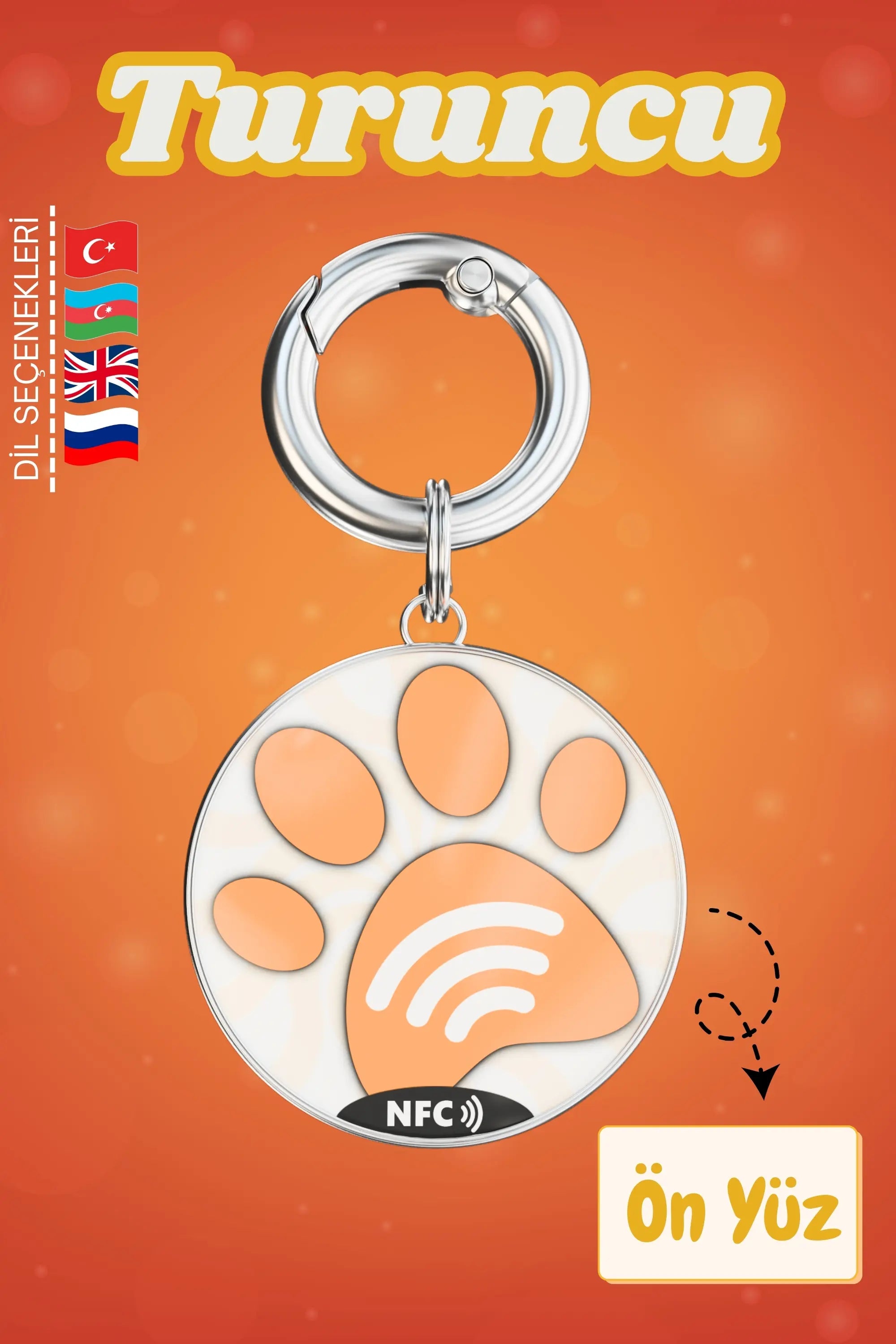 Petkay Kediler İçin Akıllı Künye, NFC Dijital İsimlik ve Tasma Künyesi QR Kod Künye Paslanmaz Çelik Turuncu Turuncu  | SRC: Barcode: 869120826064.0