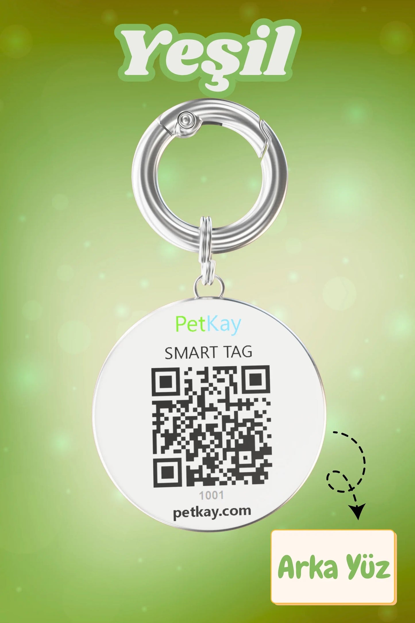 Petkay Kediler İçin Akıllı Künye, NFC Dijital İsimlik ve Tasma Künyesi QR Kod Künye Paslanmaz Çelik Yeşil Yeşil  | SRC: Barcode: 869120826064.0