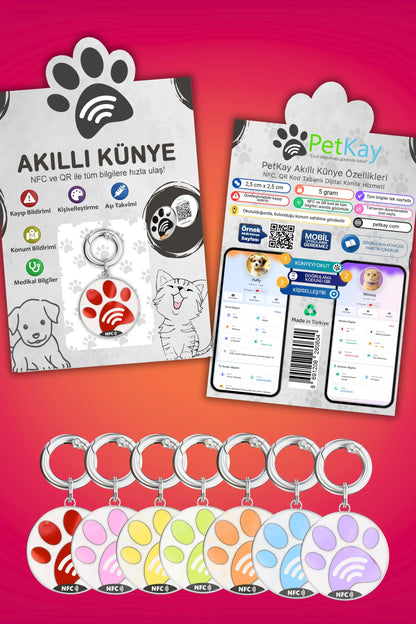 Petkay Köpekler Için Akıllı Künye, Nfc Dijital Isimlik Ve Tasma Künyesi Qr Kod Künye Paslanmaz Çelik Kırmızı Kırmızı  | SRC: Barcode: 869120826064.0