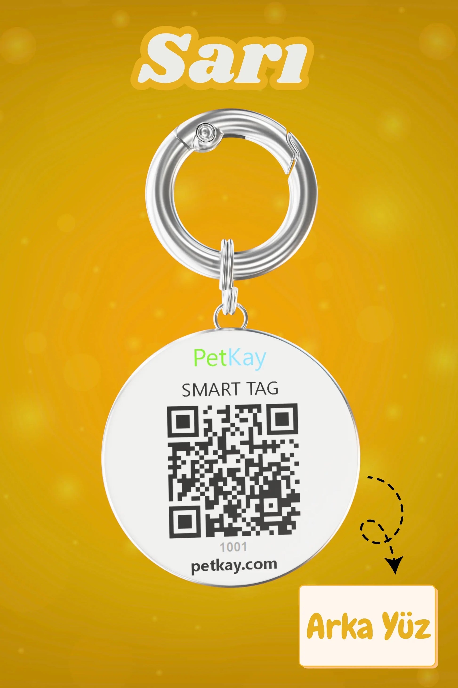 Petkay Köpekler Için Akıllı Künye, Nfc Dijital Isimlik Ve Tasma Künyesi Qr Kod Künye Paslanmaz Çelik Sarı Sarı  | SRC: Barcode: 869120826064.0