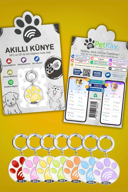 Petkay Köpekler Için Akıllı Künye, Nfc Dijital Isimlik Ve Tasma Künyesi Qr Kod Künye Paslanmaz Çelik Sarı Sarı  | SRC: Barcode: 869120826064.0
