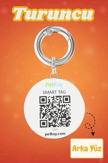 Petkay Köpekler Için Akıllı Künye, Nfc Dijital Isimlik Ve Tasma Künyesi Qr Kod Künye Paslanmaz Çelik Turuncu Turuncu  | SRC: Barcode: 869120826064.0