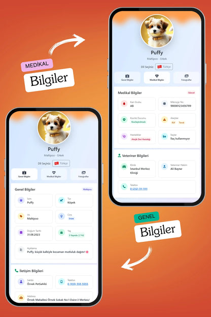 Petkay Köpekler Için Akıllı Künye, Nfc Dijital Isimlik Ve Tasma Künyesi Qr Kod Künye Paslanmaz Çelik Turuncu Turuncu  | SRC: Barcode: 869120826064.0