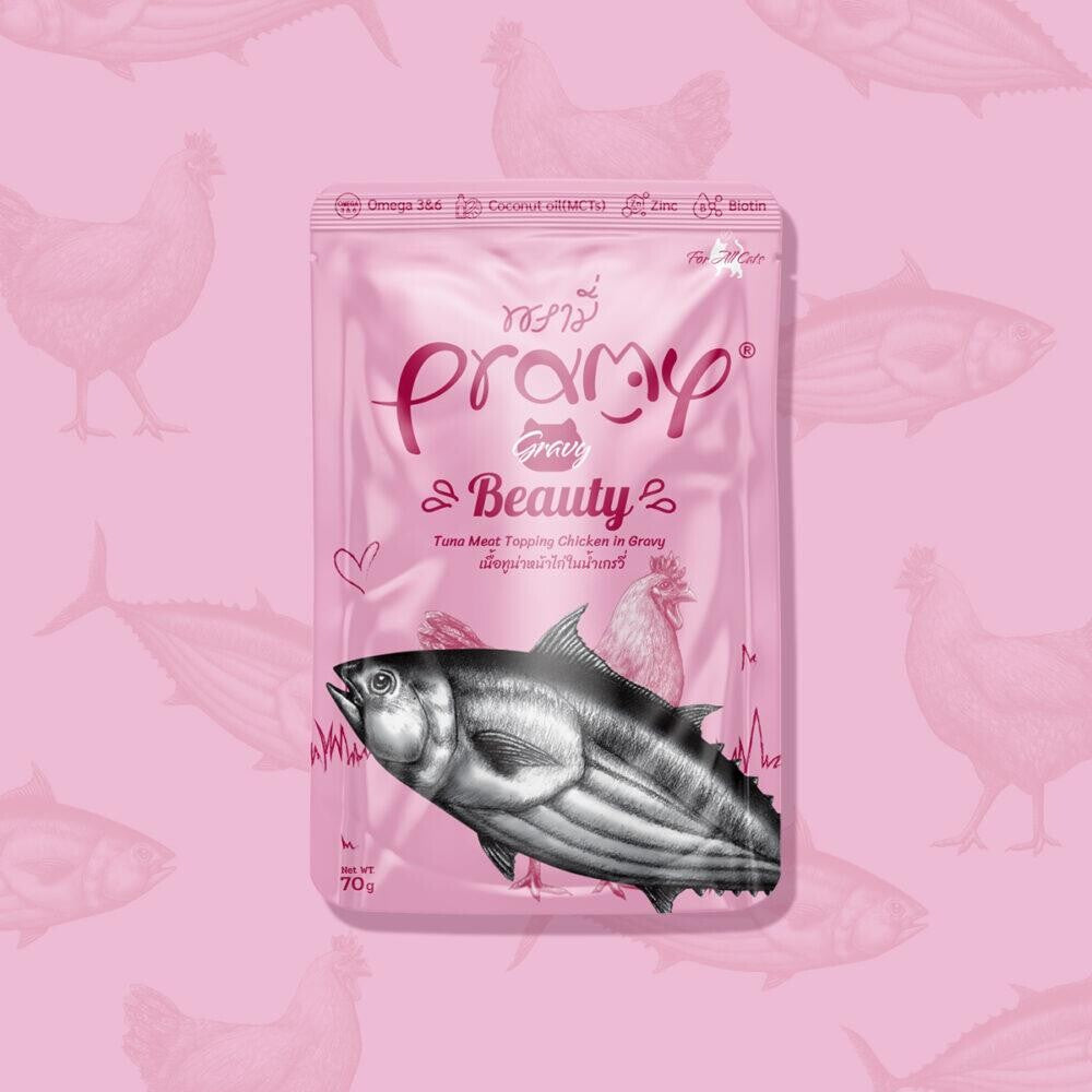 Pramy Beauty Kedilerde Tüy Gelişimi İçin Ton Balıklı Tavuklu Kedi Konserve Maması 70 GR  | SRC: Barcode: 8859601044430