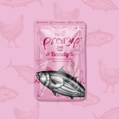Pramy Beauty Kedilerde Tüy Gelişimi İçin Ton Balıklı Tavuklu Kedi Konserve Maması 70 GR  | SRC: Barcode: 8859601044430