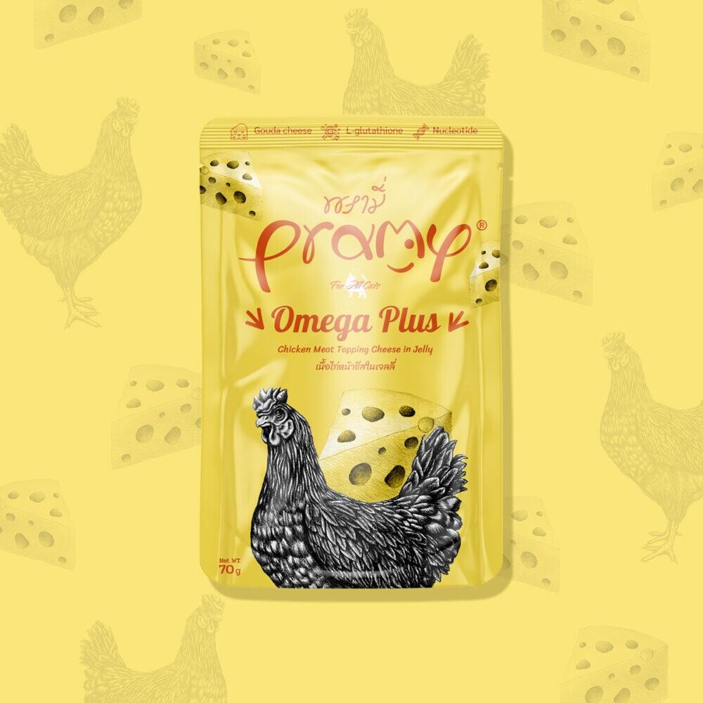 Pramy Omega Plus Jelly Tavuklu Ve Peynirli Yetişikin Kedi Konserve Maması 70 GR  | SRC: Barcode: 8859601044485