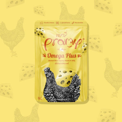 Pramy Omega Plus Jelly Tavuklu Ve Peynirli Yetişikin Kedi Konserve Maması 70 GR  | SRC: Barcode: 8859601044485