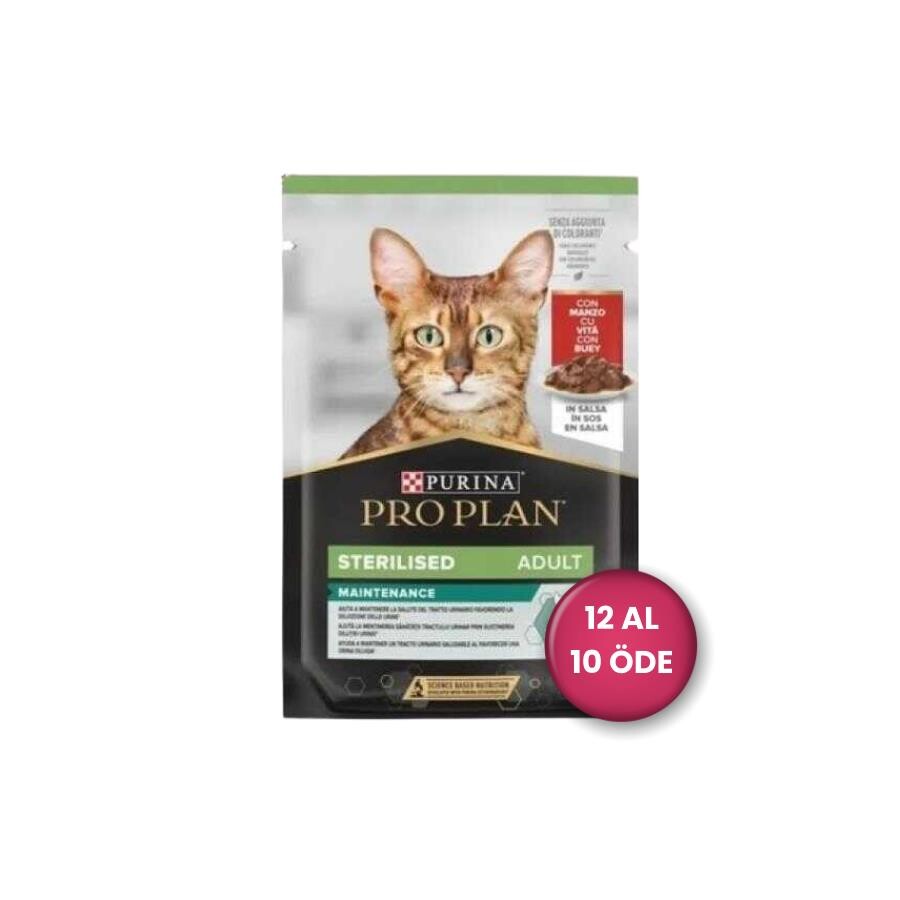 Pro Plan Pouch Sos İçinde Sığır Etli Kısırlaştırılmış Kedi Konservesi (12 Al 10 Öde) 85 GR  | SRC: Barcode: 12559469-12Al