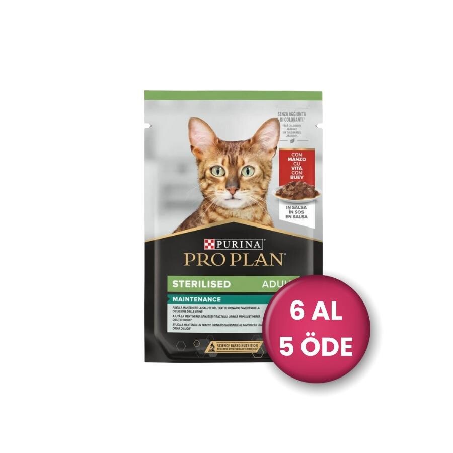 Pro Plan Pouch Sos İçinde Sığır Etli Kısırlaştırılmış Kedi Konservesi (6 Al 5 Öde) 85 GR  | SRC: Barcode: 12559469-6al