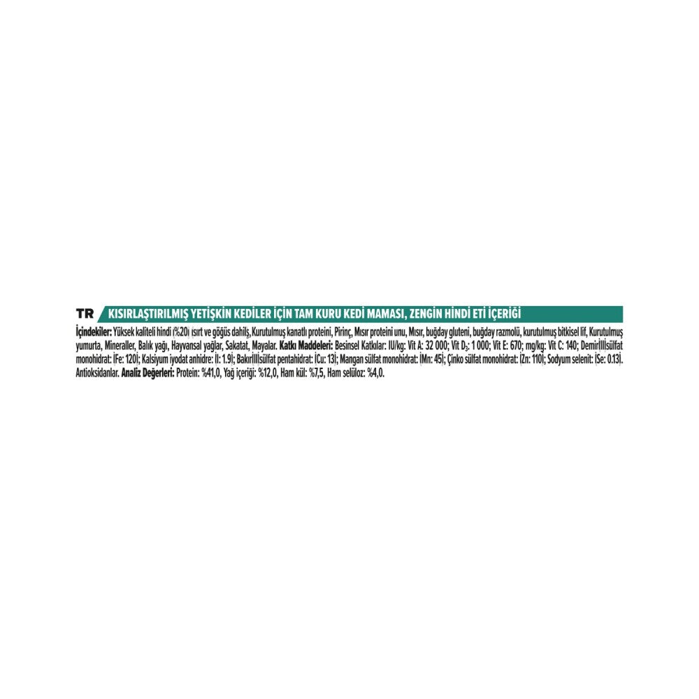 Pro Plan Sterilised Kısırlaştırılmış Kediler İçin Hindi Etli Kedi Maması 10 KG  | SRC: Barcode: 7613033566547