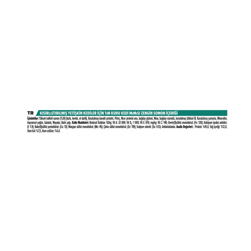 Pro Plan Sterilised Kısırlaştırılmış Kediler İçin Somonlu Kedi Maması 10 KG + 2 KG  | SRC: Barcode: 7613036075534