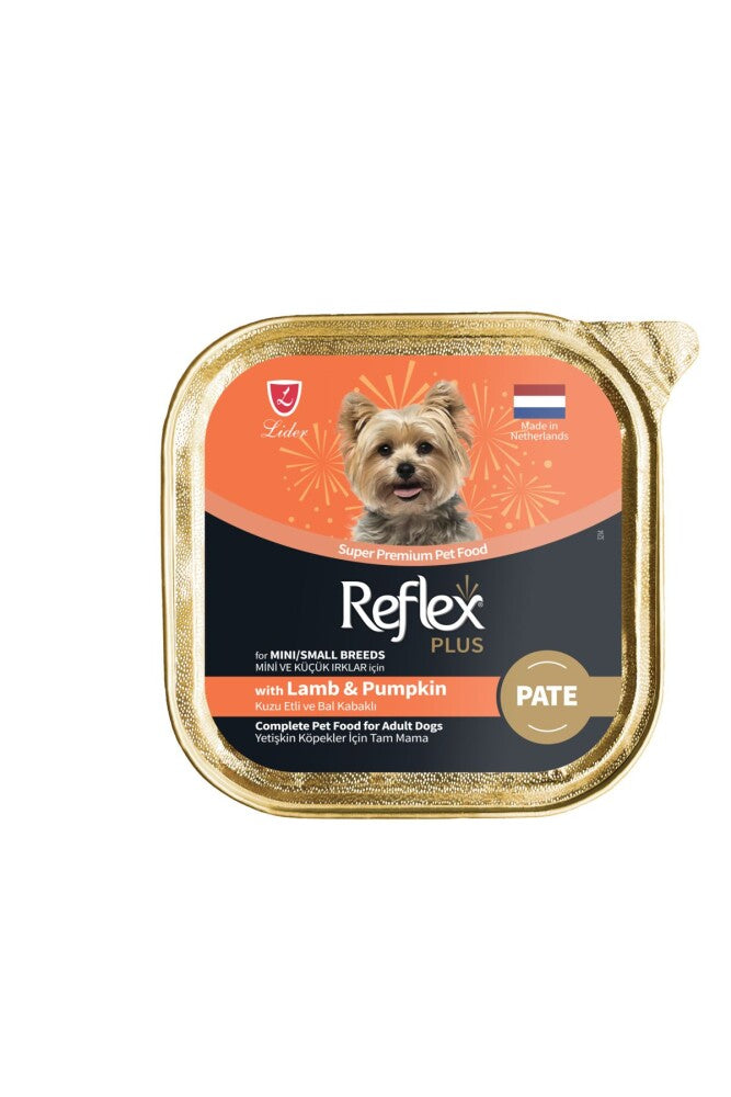 Reflex Plus Alu Tray Kuzu Etli Ve Bal Kabaklı Pate Kıyılmış Küçük Irk Yetişkin Köpek Konservesi 85 GR  | SRC: Barcode: 8698995032780