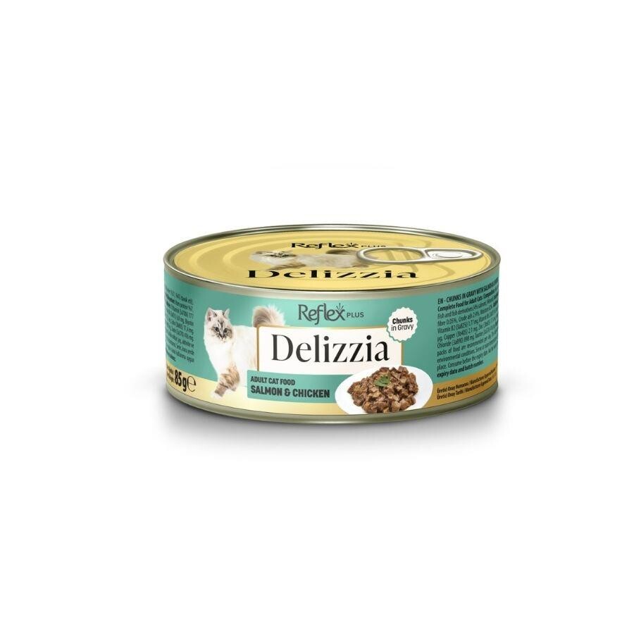 Reflex Plus Delizzia Sos İçinde Parça Etli Somonlu Ve Tavuklu Yetişkin Kedi Konservesi 85 GR  | SRC: Barcode: 8698995038393