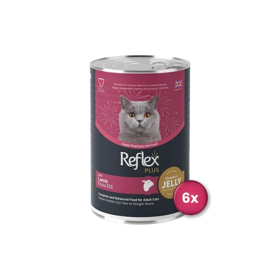 Reflex Plus Jöle İçinde Et Parçacıklı Kuzu Etli Yetişkin Kedi Konservesi 400 GR 6 ADET  | SRC: Barcode: 8698995032599-6