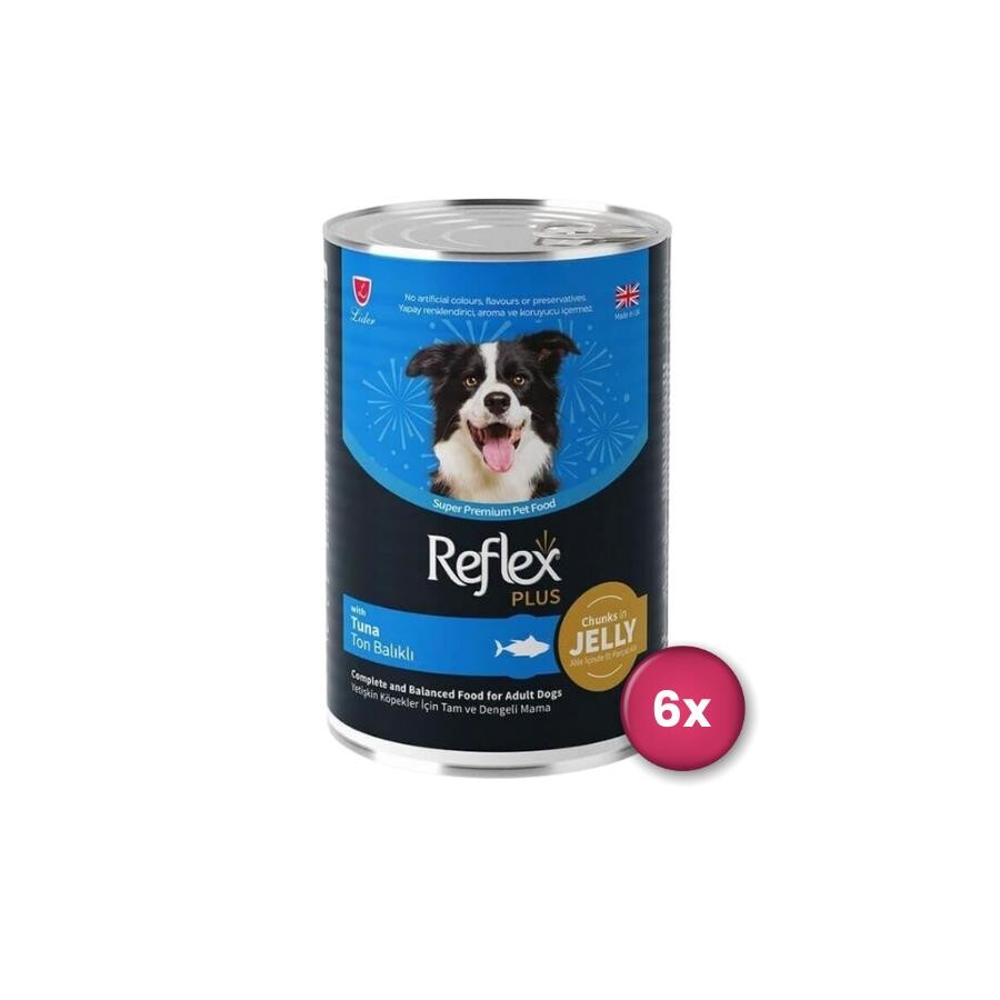 Reflex Plus Jöle İçinde Ton Balıklı Yetişkin Köpek Konservesi 400 GR 6 ADET  | SRC: Barcode: 8698995032674-6