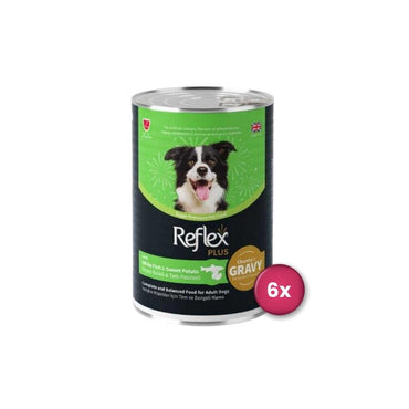 Reflex Plus Sos İçinde Balıklı Ve Tatlı Patatesli Yetişkin Köpek Konservesi 400 GR BEYAZ 6 ADET  | SRC: Barcode: 8698995032681-6
