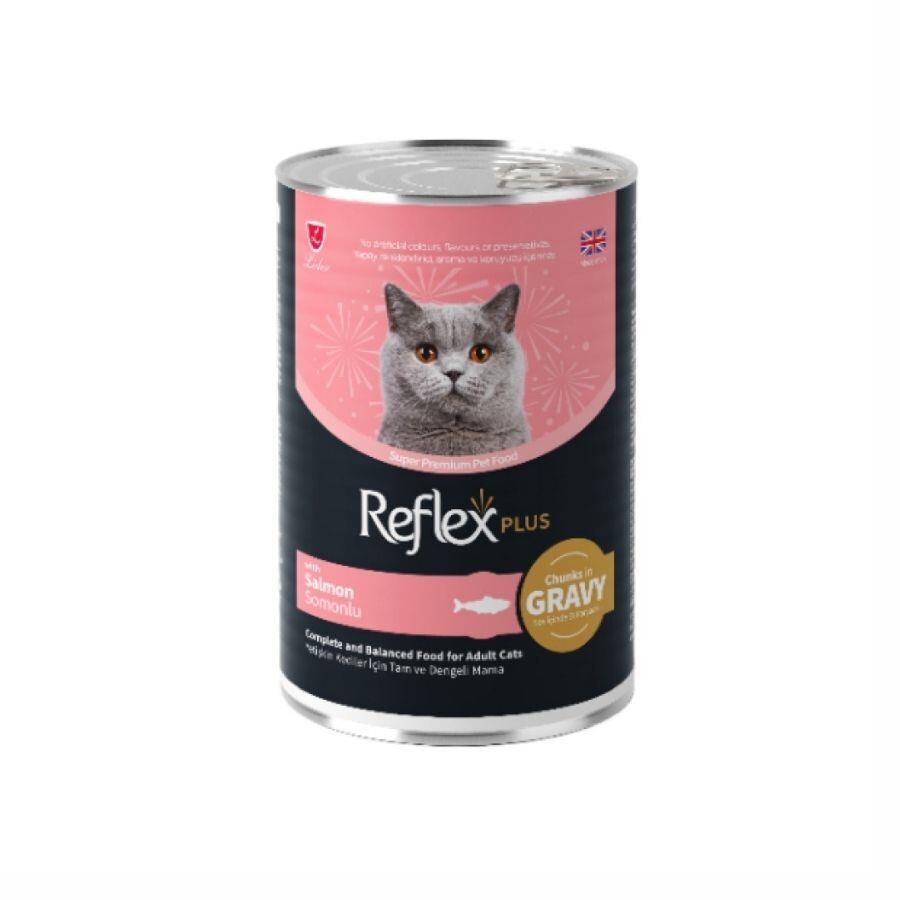 Reflex Plus Sos İçinde Et Parçacıklı Somonlu Yetişkin Kedi Konservesi 400 GR TEKLI  | SRC: Barcode: 8698995036566