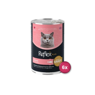 Reflex Plus Sos İçinde Et Parçacıklı Somonlu Yetişkin Kedi Konservesi 400 GR 6 ADET  | SRC: Barcode: 8698995036566-6