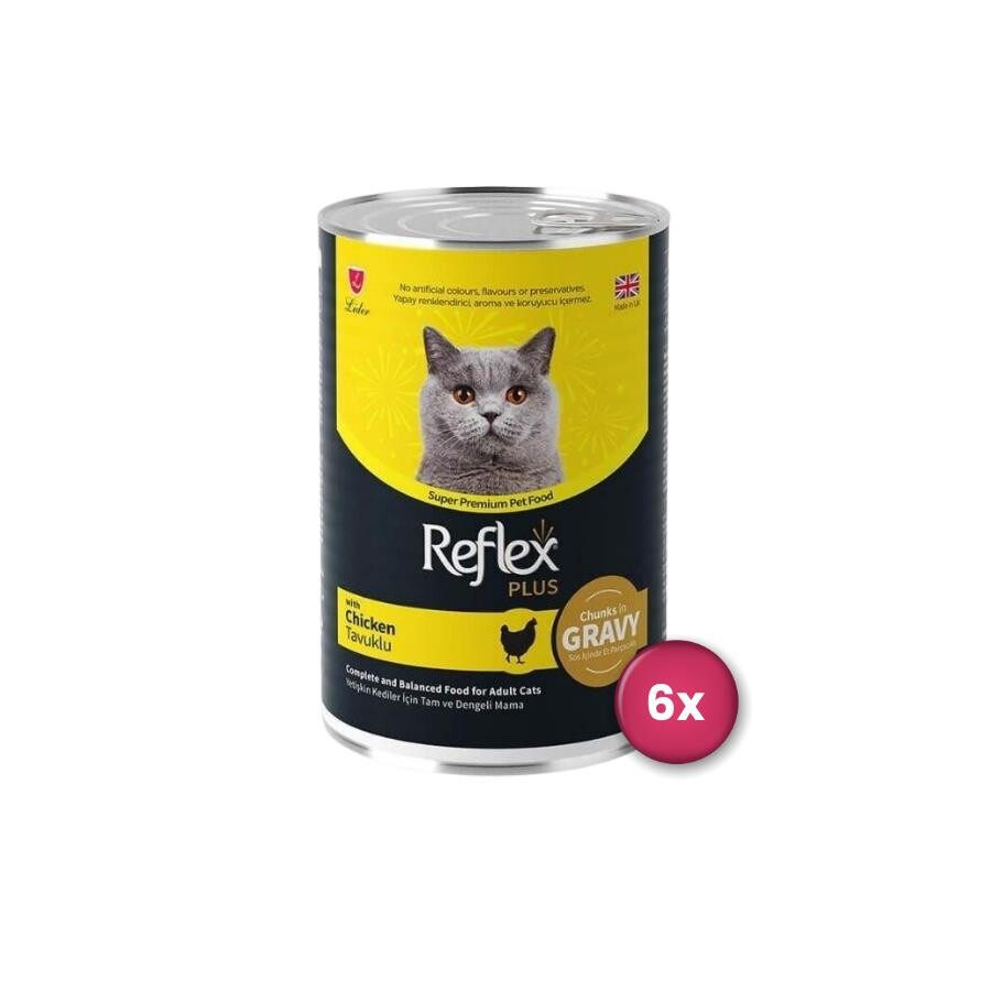 Reflex Plus Sos İçinde Et Parçacıklı Tavuklu Yetişkin Kedi Konservesi 400 GR 6 ADET  | SRC: Barcode: 8698995032612-6