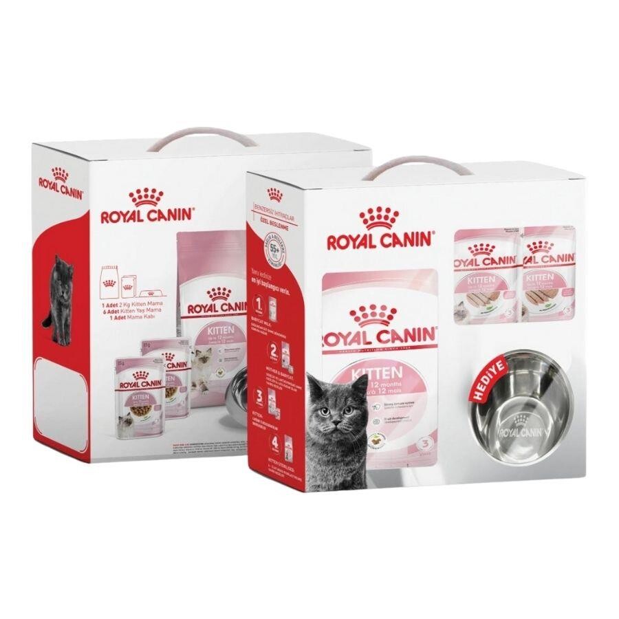 Royal Canin Kitten 26 Yavru Kedi Maması Pouch Çelik Mama Kabı Hediyeli 2 KG 6 ADET  | SRC: Barcode: 10214