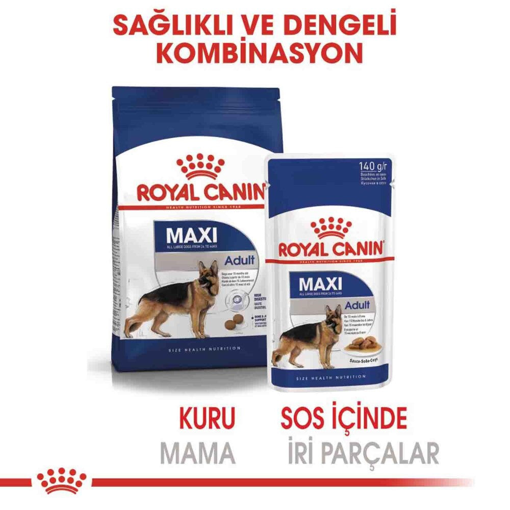 Royal Canin Maxi Adult Büyük Irk Yetişkin Köpekler İçin Parça Etli Konserve Mama 140 GR 10 ADET  | SRC: Barcode: 109401400-10lu