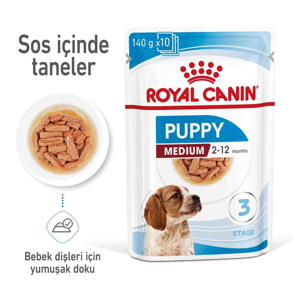 Royal Canin Medium Puppy Orta Irk Yavru Köpekler İçin Parça Etli Konserve Mama 140 GR TEKLI  | SRC: Barcode: 9003579008331