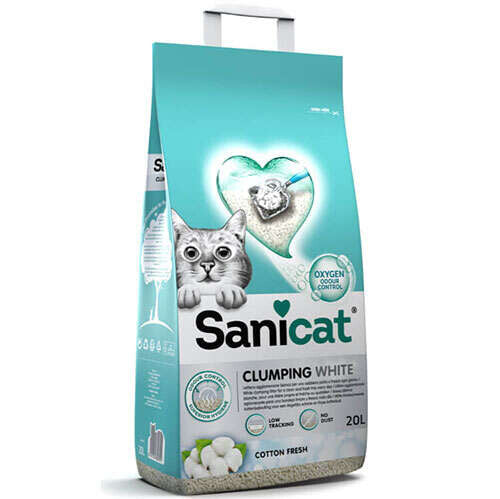 Sanicat Clumping Cotton Fresh Oksijen Kontrol Emici Bentonit Kedi Kumu 20 LT WHITE  | SRC: Barcode: 8411514805791