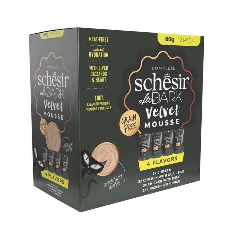 Schesir After Dark Mousse Pouch Et Suyunda Karışık Lezzzetler Yetişkin Kedi Konservesi Paketi 80 GR 12 ADET  | SRC: Barcode: 8005852539946