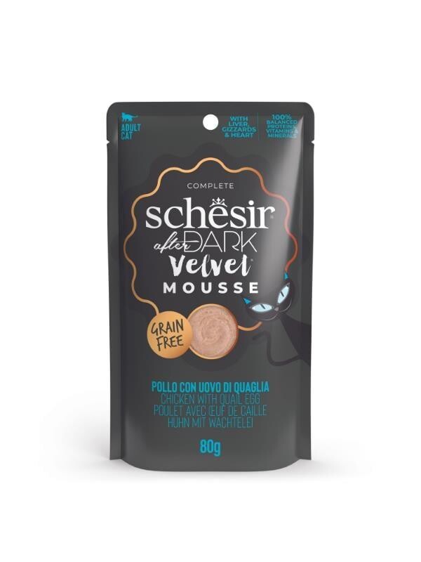 Schesir After Dark Mousse Tavuk Etli Ve Bıldırcın Yumurtalı Tahılsız Yetişkin Kedi Konservesi 80 GR  | SRC: Barcode: 8005852132208