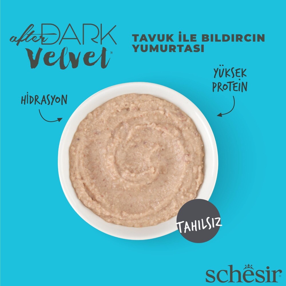 Schesir After Dark Mousse Tavuk Etli Ve Bıldırcın Yumurtalı Tahılsız Yetişkin Kedi Konservesi 80 GR  | SRC: Barcode: 8005852132208