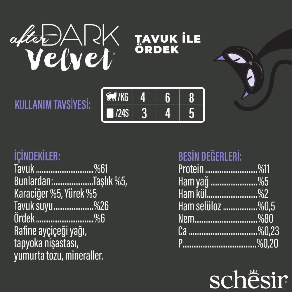 Schesir After Dark Mousse Tavuk Ve Ördek Etli Tahılsız Yetişkin Kedi Konservesi 80 GR  | SRC: Barcode: 8005852132406