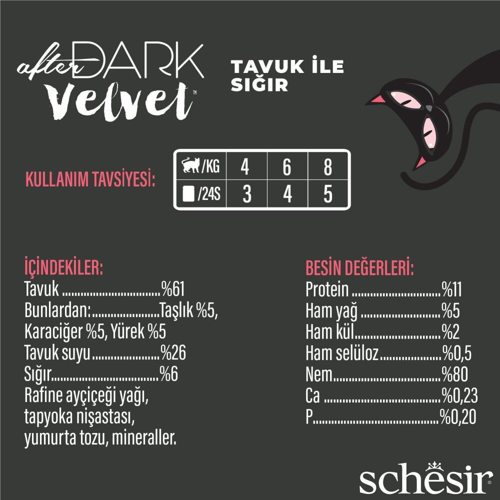 Schesir After Dark Mousse Tavuk Ve Sığır Etli Tahılsız Yetişkin Kedi Konservesi 80 GR  | SRC: Barcode: 8005852132307