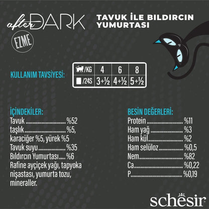 Schesir After Dark Pate Tavuk Etli Ve Bıldırcın Yumurtalı Tahılsız Yetişkin Kedi Konservesi 80 GR  | SRC: Barcode: 8005852142115