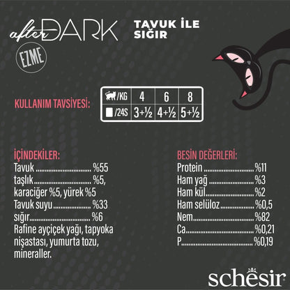 Schesir After Dark Pate Tavuk Etli Ve Sığır Etli Tahılsız Yetişkin Kedi Konservesi 80 GR  | SRC: Barcode: 8005852142214