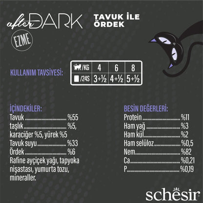Schesir After Dark Pate Tavuk Etli Ve Ördek Etli Tahılsız Yetişkin Kedi Konservesi 80 GR  | SRC: Barcode: 8005852142313