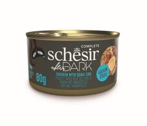 Schesir After Dark Tavuk Ile Bıldırcın Yumurtası Et Suyunda Yetişkin Kedi Konservesi 80 GR  | SRC: Barcode: 8005852121011