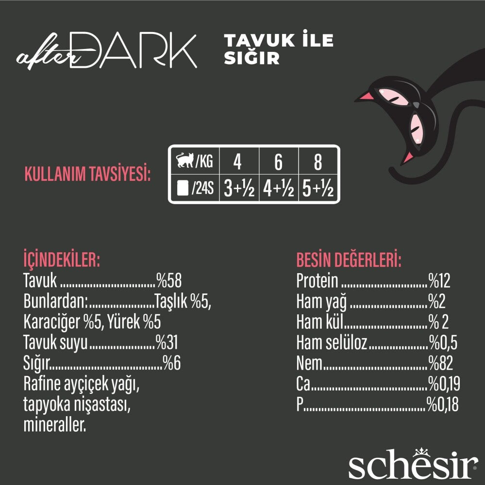 Schesir After Dark Tavuk Ve Sığır Etli Suyunda Konserve 80 GR  | SRC: Barcode: 8005852112217