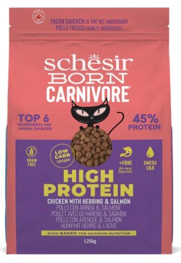 Schesir Born Carnivore Tahılsız Somon Ringa Balıklı Ve Tavuklu Yetişkin Kedi Maması 1.25 KG  | SRC: Barcode: 8005852138231