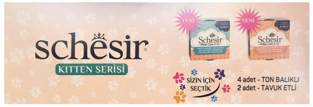 Schesir Pouch Tavuk Etli Ve Ton Balıklı Yavru Kedi Konserve Maması (6 Al 5 Öde) 85 GR  | SRC: Barcode: 8681612752079