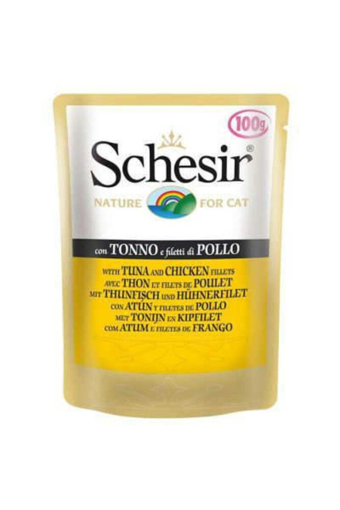 Schesir Pouch Ton Balıklı Ve Tavuklu Yetişkin Kedi Konservesi 100 GR  | SRC: Barcode: 8005852751027